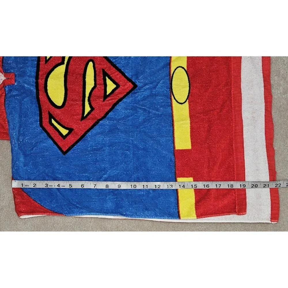 Superman Hooded Towel Toddler Size DC Super Hero Cape Bath Pool Beach Swim
